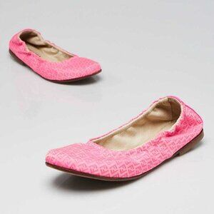 Fendi Neon Pink Zucca Canvas Ballet Flats Size 4.5/35